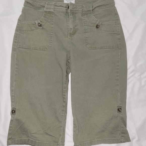 🦜🦜3/$25. CHARTER CLUB KNEE PANTS ARMY GREEN SIZE 8 - Picture 1 of 4